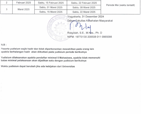 JADWAL YUDISIUM PERIODE JANURARI-MARET 2025