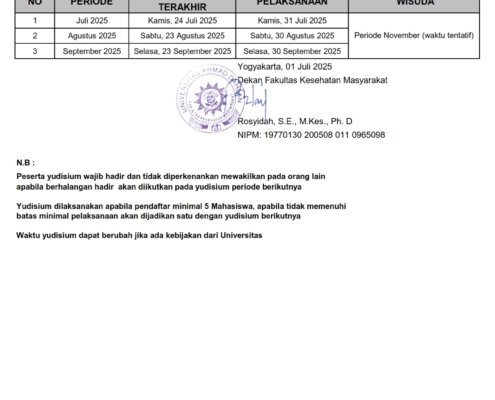 JADWAL YUDISIUM PERIODE JULI - SEPTEMBER 2025