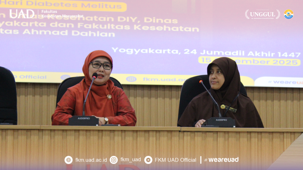 Sambutan Dekan FKM UAD Ibu Rosyidah SE., M.Kes., Ph.D. dalam acara Peringatan Hari Diabetes Sedunia