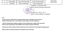 JADWAL YUDISIUM FKM UAD PERIODE JANUARI - APRIL 2026