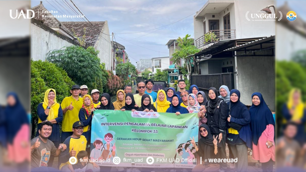 INTERVENSI KESEHATAN MELALUI GERAKAN HIDUP SEHAT DI RT 24 WONOCATUR BERSAMA KELOMPOK 33 PBL UAD