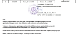 JADWAL YUDISIUM FKM UAD PERIODE MEI-JUNI 2026