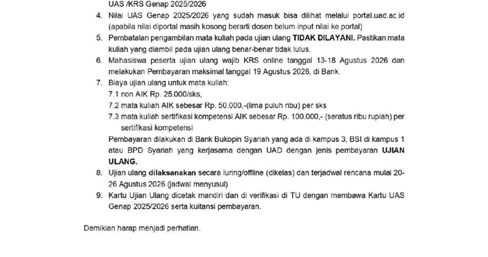 Ujian Ulang Semester Genap T.A 2025/2026