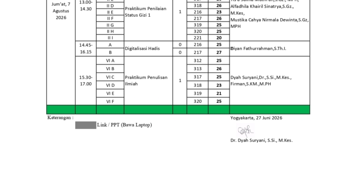 Jadwal Ujian Akhir Semester Genap T.A 2025/2026