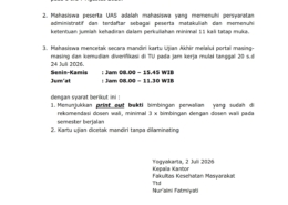 PENGUMUMAN UJIAN AKHIR SEMESTER GENAP 2025-2026